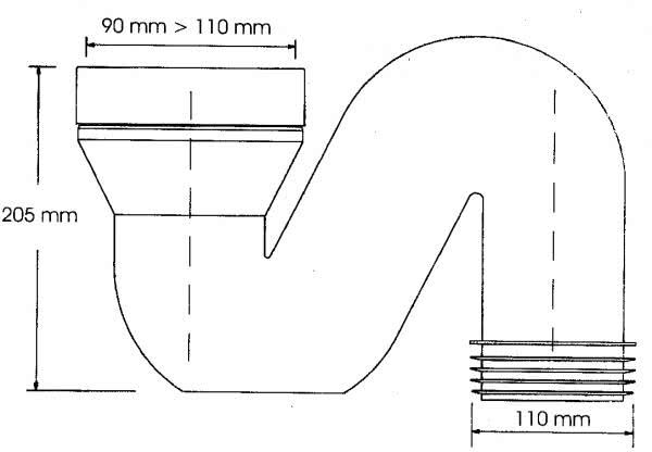 Схема монтажа с использованием фановой трубы на 110 мм