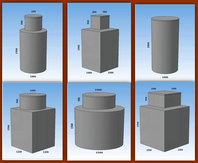 Стандартные размеры и формы металлических кессонов (клик для увеличения)