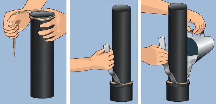 Чтобы стык труб был герметичным, необходимо заделывать его при помощи сантехнического льна, а затем заливать цементным раствором